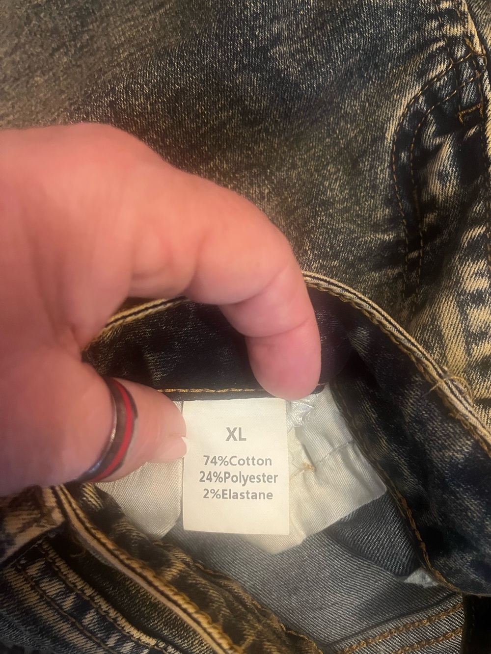 Gray Acid-Wash Jeans with Multi Plaid Flared Panels - Picture 11 of 13
